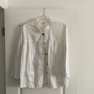 Cherokee White Lightweight Button-Front Jacket linen